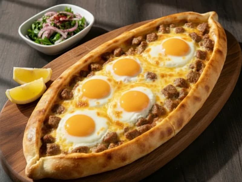 Buket Lahmacun & Kebap — Kuşbaşılı Yumurtalı Pide