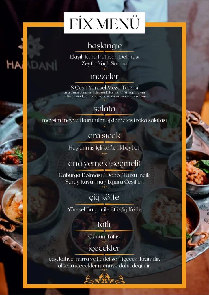 Hamdani Restaurant — Fix Menü kartı